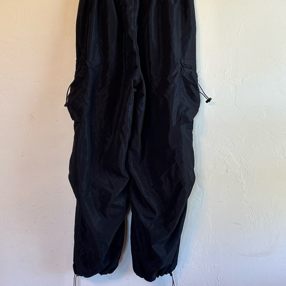 Black Baggy Cargo Hip Hop Dance Pants with Pockets & Drawstrings Sz S - Picture 6 of 10